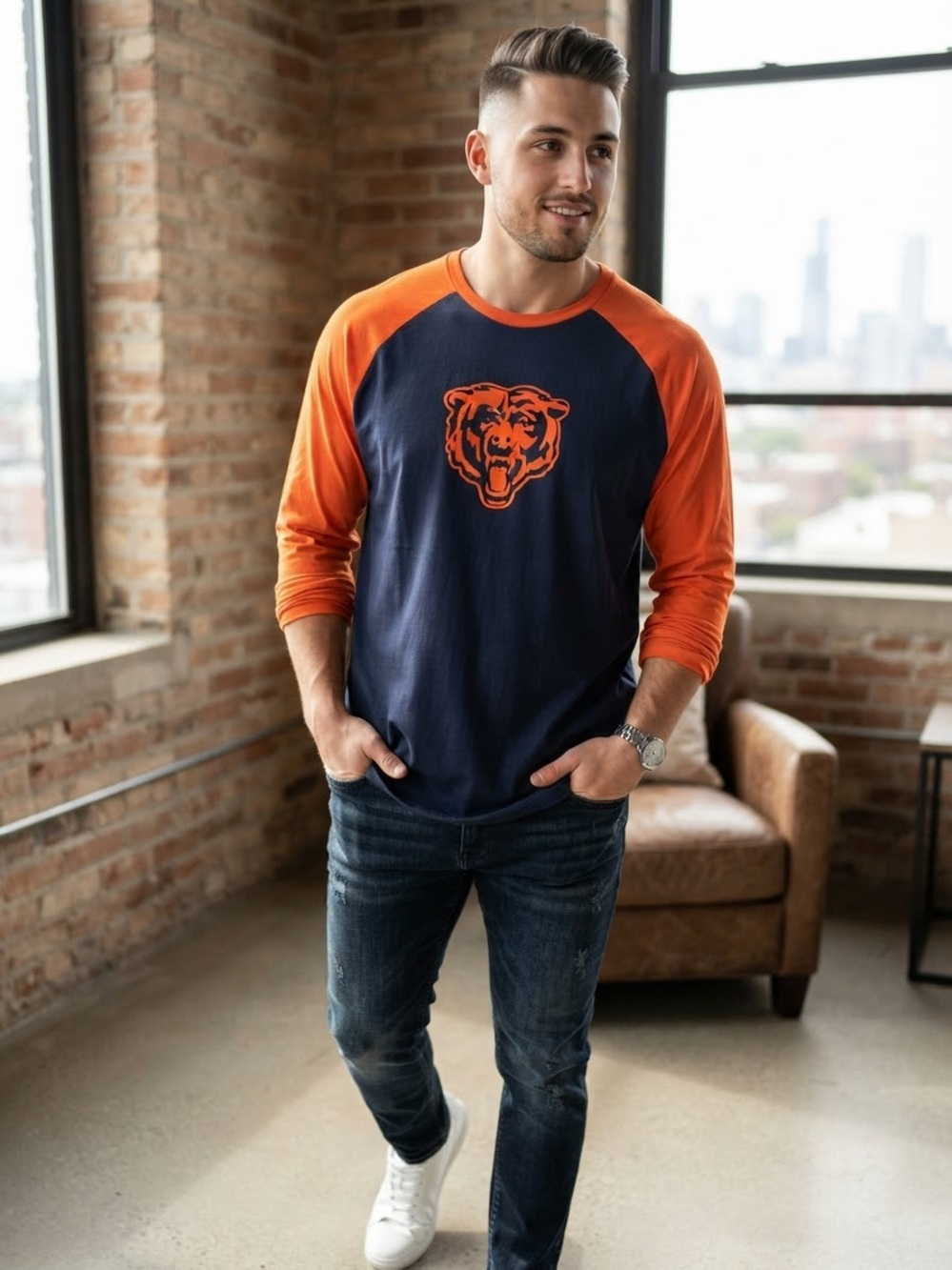 NWT NFL Team Apparel Chicago Bears Long Sleeve T-Shirt Men's Size 2XL